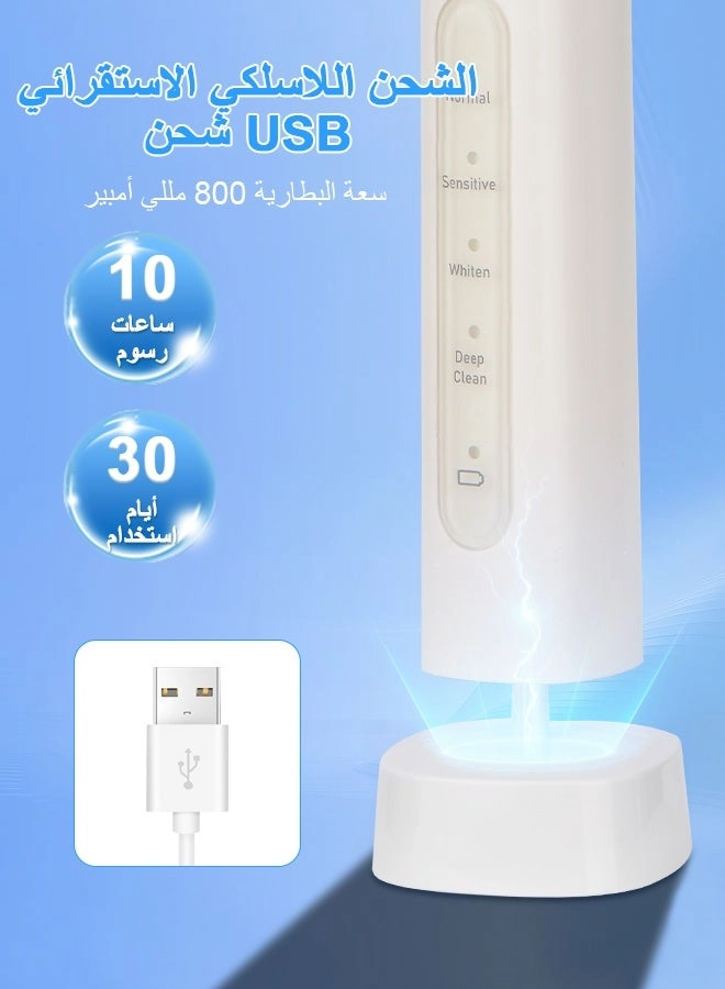 YWD-TB36-WH - 40000 VPM 4 Brush Heads USB Wireless Charging