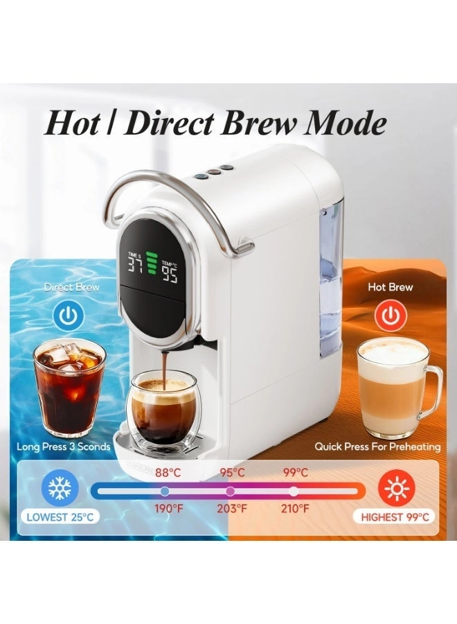 4-in-1 Automatic Capsule Coffee Machine - Adjustable Temperature 19 Bar