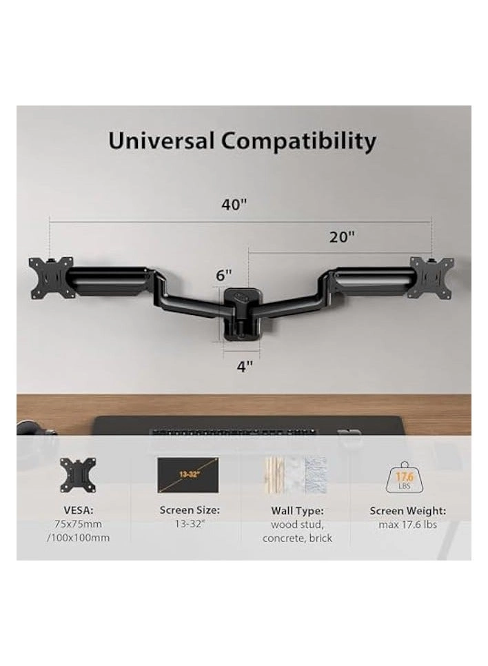 Dual Monitor Mount - 2 Monitors 32 inches 75mm or 100mm