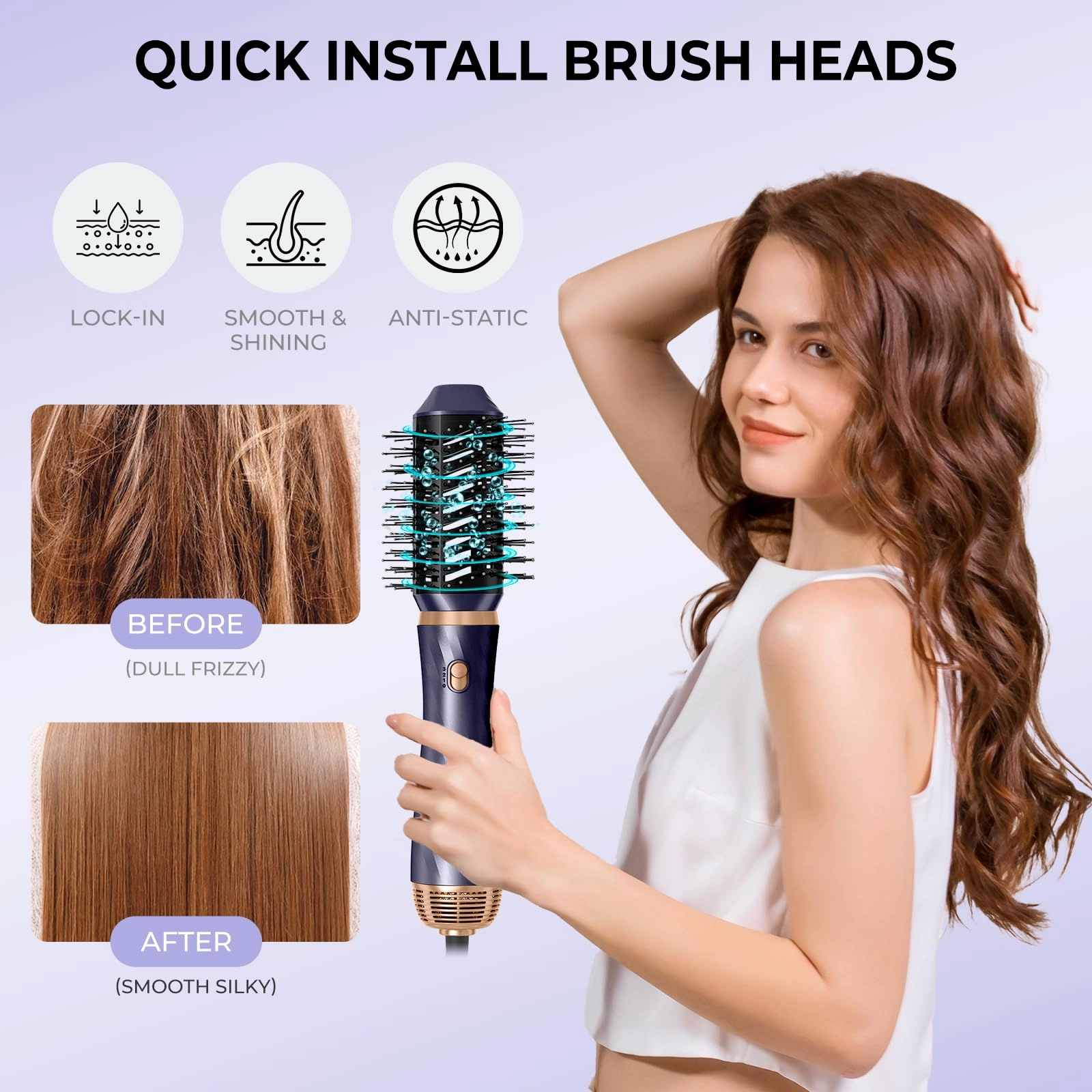6 in 1 Hair Dryer Brush - 700 watts Gold