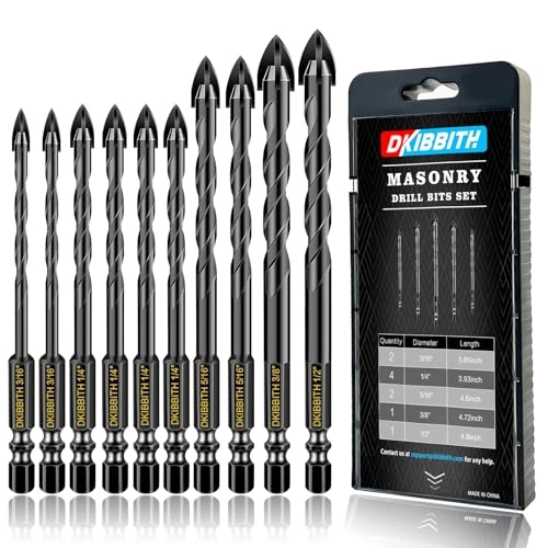 Masonry Drill Bits - Carbide 10-Piece 5/32 to 1/2 inch