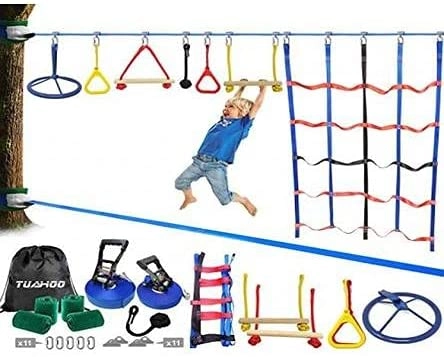 ULTIMAX Ninja Obstacle Course - 50Ft Slackline UP TO 250 LB CAPACITY