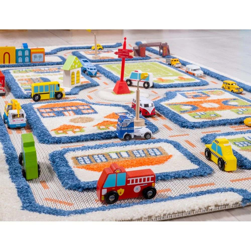 Traffic Design Educational 3D Carpet Playmat - Traffic Blue 12 months