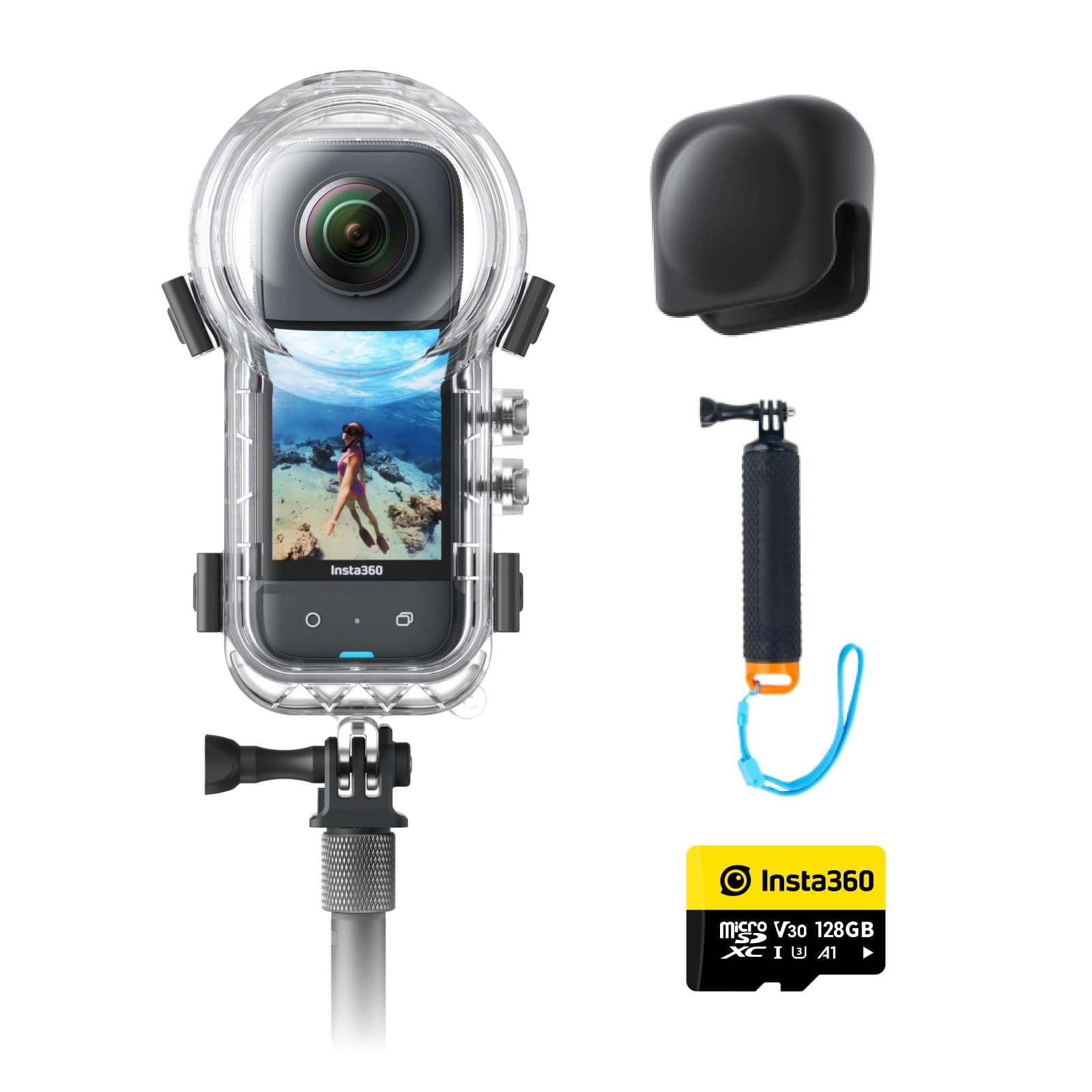 X3 - 360 5.7K + Case + Invisible Selfie Stick - 70cm + Extra Battery + Lens Cap + Memory Card - 64GB