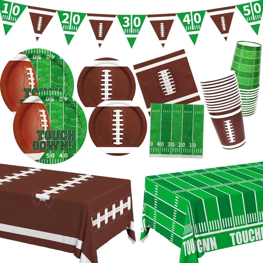 festive find store Football Party Supplies Kit - Serve 24 Birthday