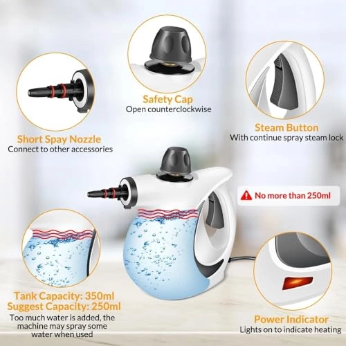 Handheld Pressurized Steam Cleaner - 350 Milliliters