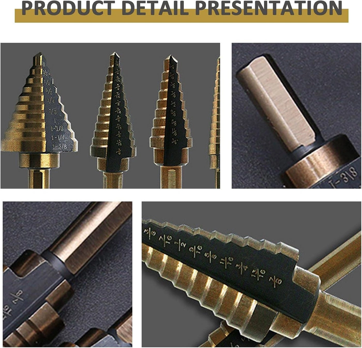Step Drill Bit Set - high-speed steel 5-piece 50 Sizes