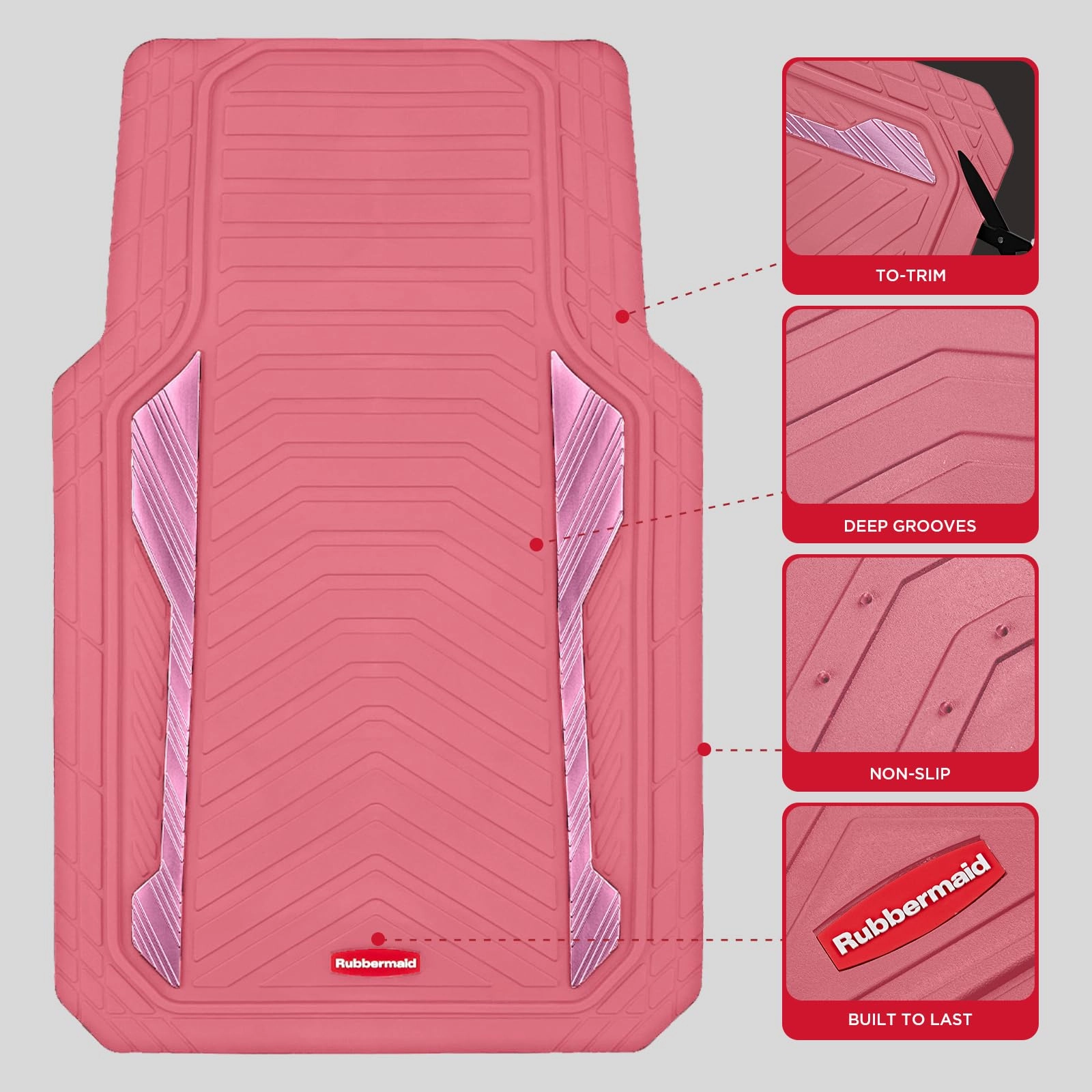 Car Floor Mat - Pink & Silver Universal Fit All-Weather