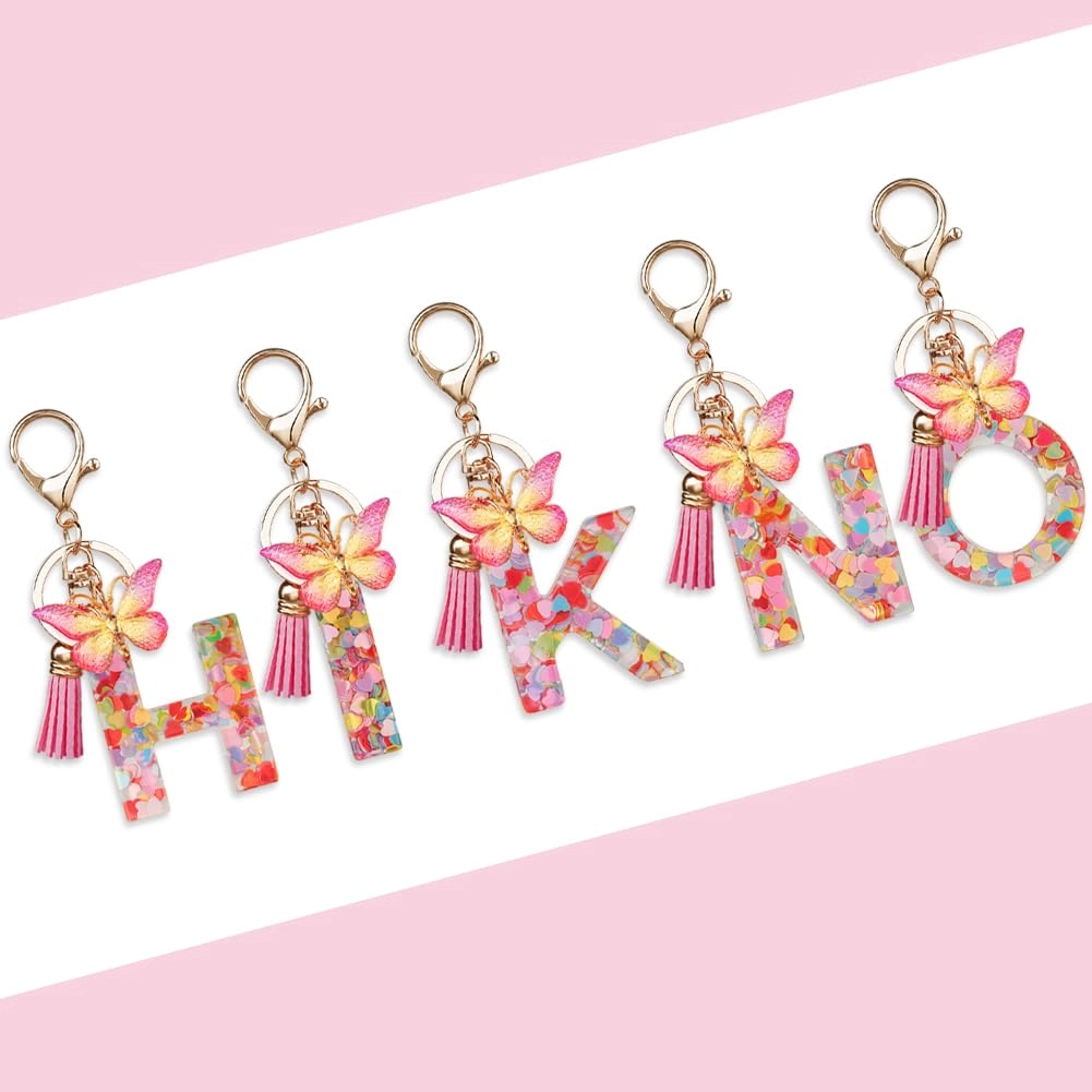 Initial Letter Keychain - Butterfly