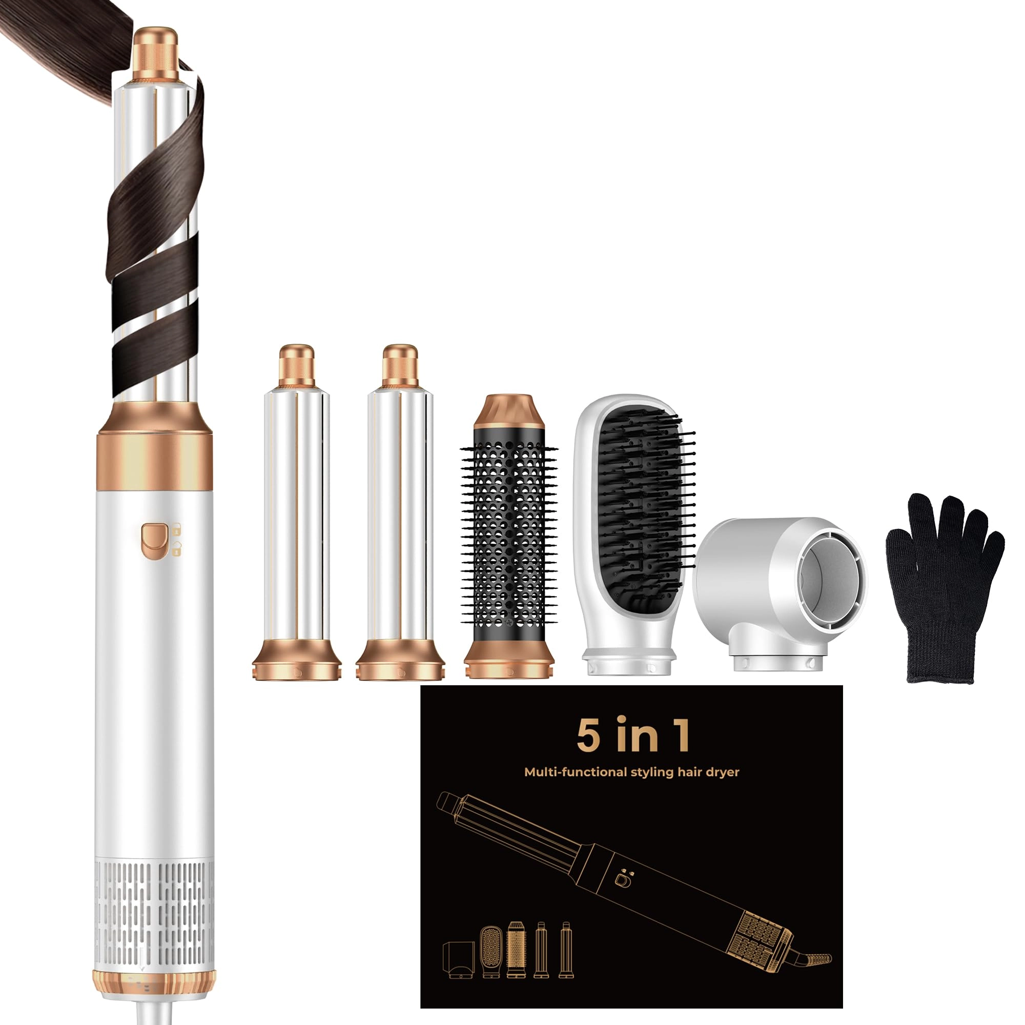 5 in 1 Hair Dryer Brush Set - Gold 700 watts