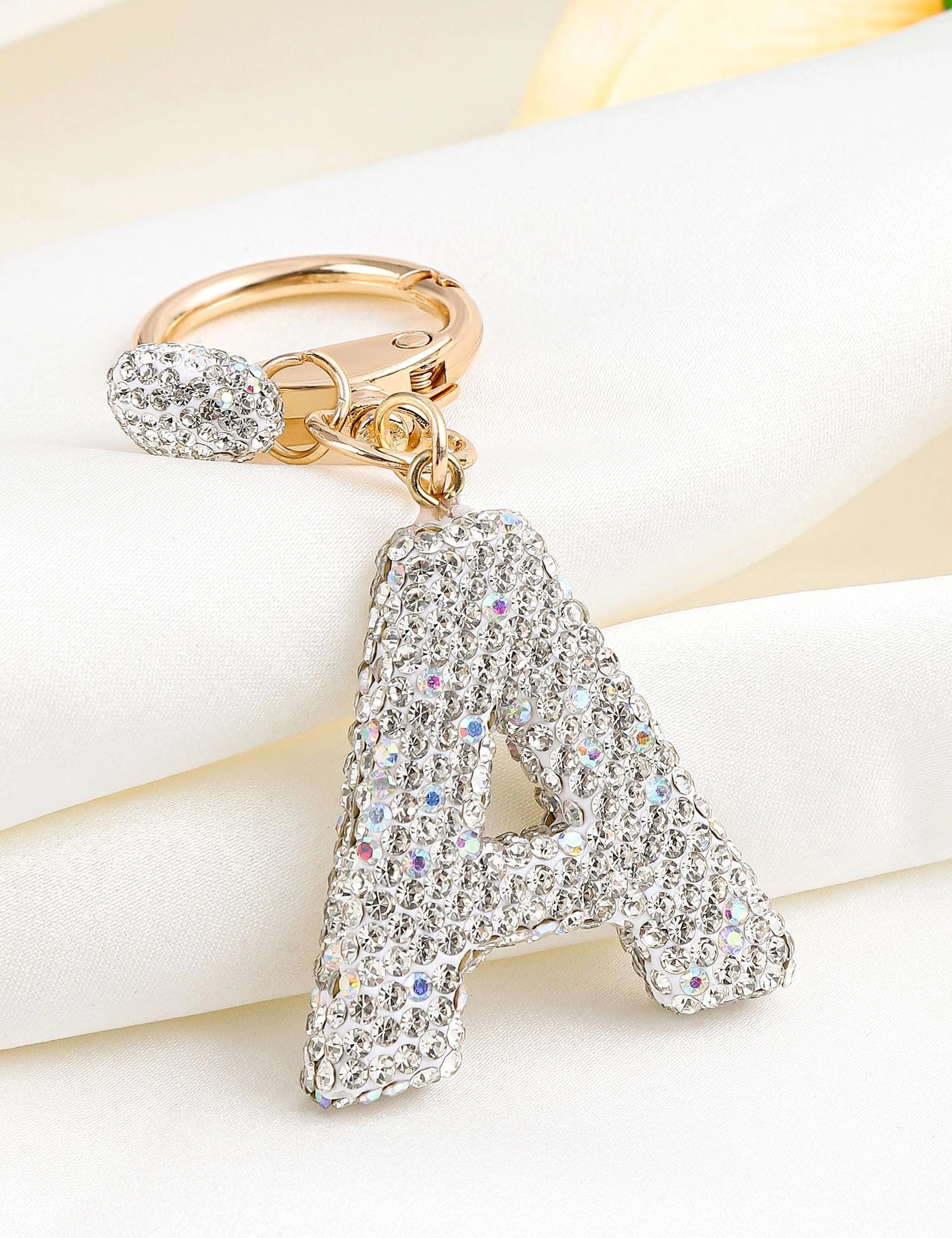 Initial Keychain - L Purple Rhinestone