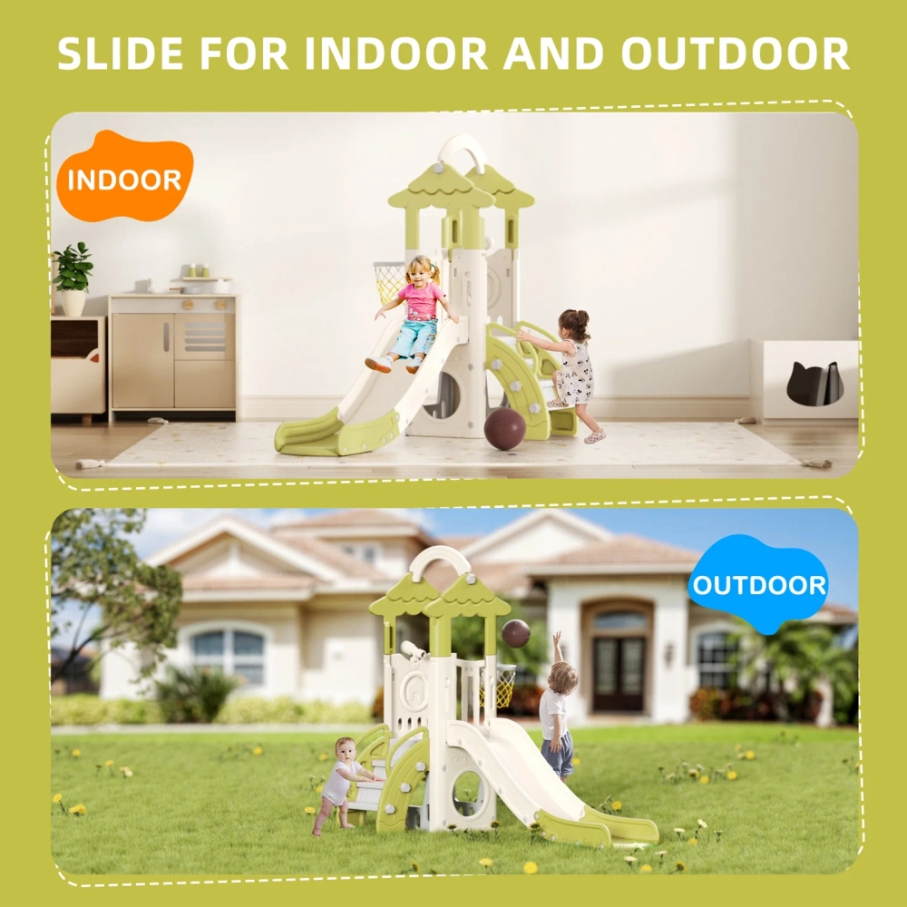 Kids Slide, Climber & Basketball Hoop - Indoor/Outdoor Suitable for 12 months+