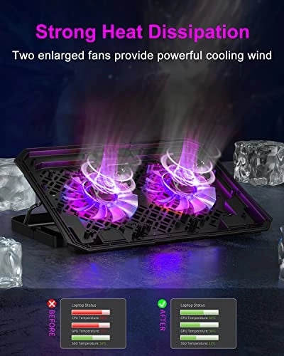 Upgrade Laptop Cooling Pad - 2 Fans 10-15.6 Inch