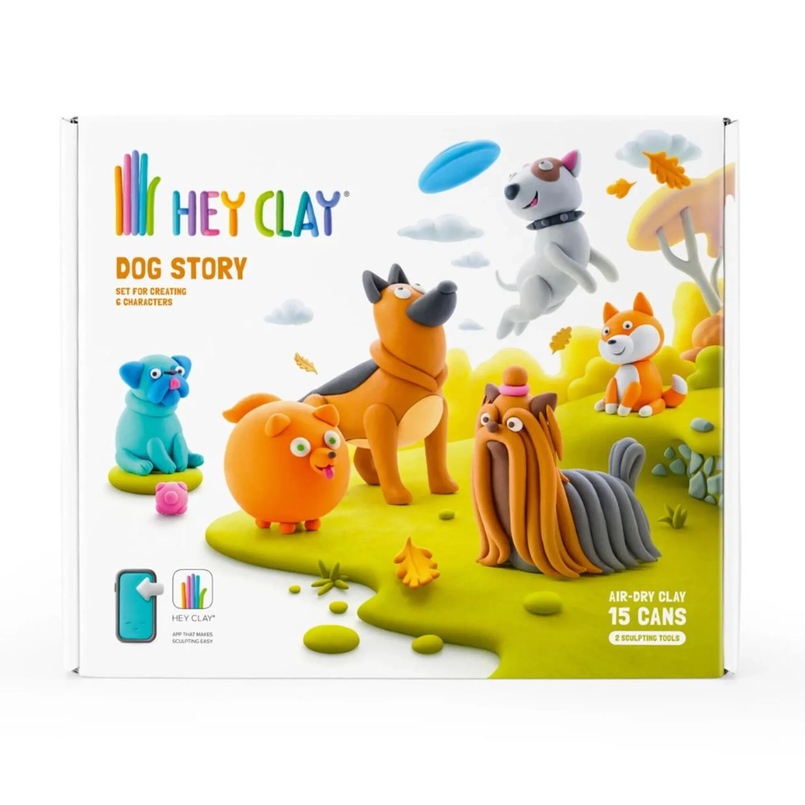 HEY CLAY Dog Story Modelling Air Dry Clay Kit - 540g 15pcs.