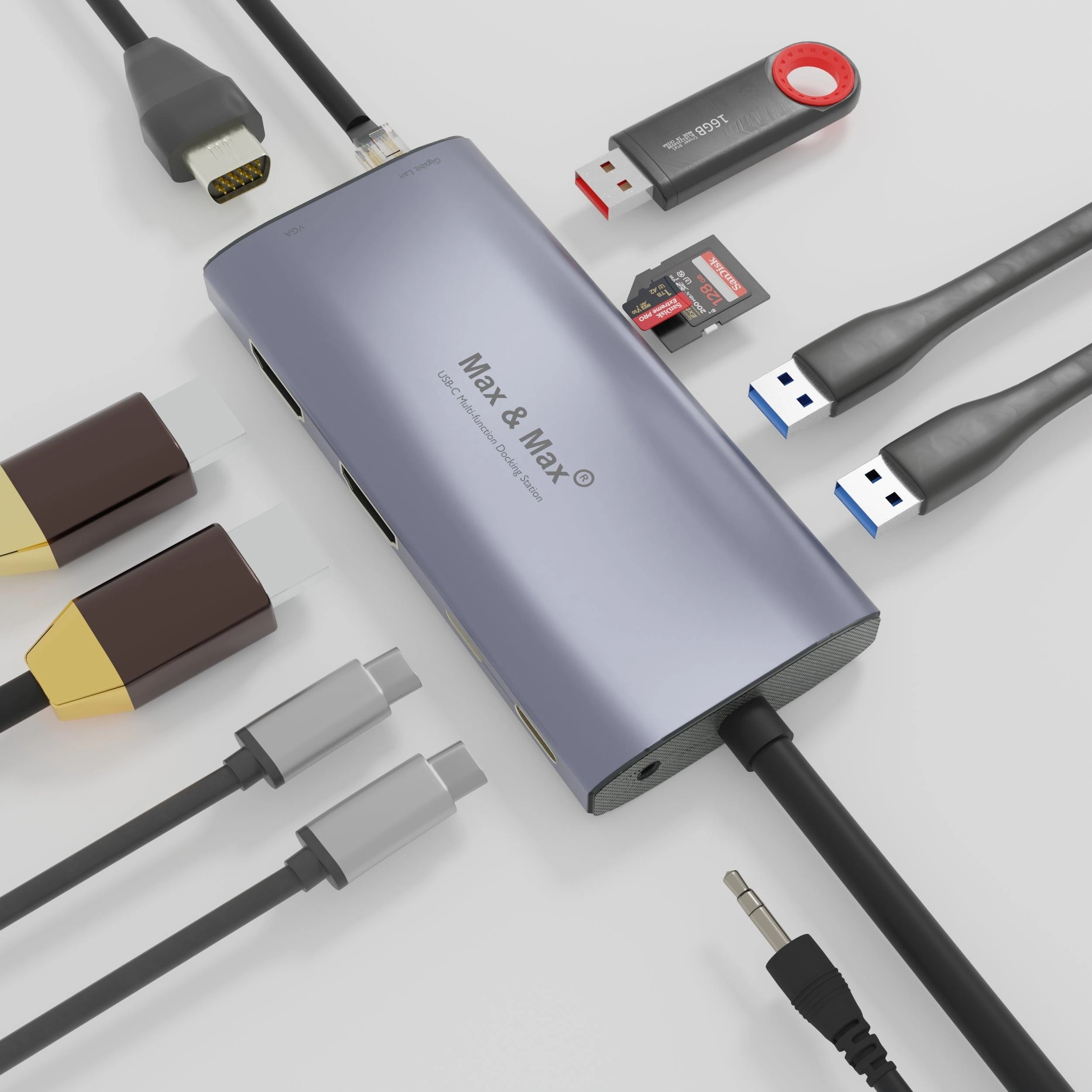 Max & Max USB-C Hub - 12-in-1 Silver