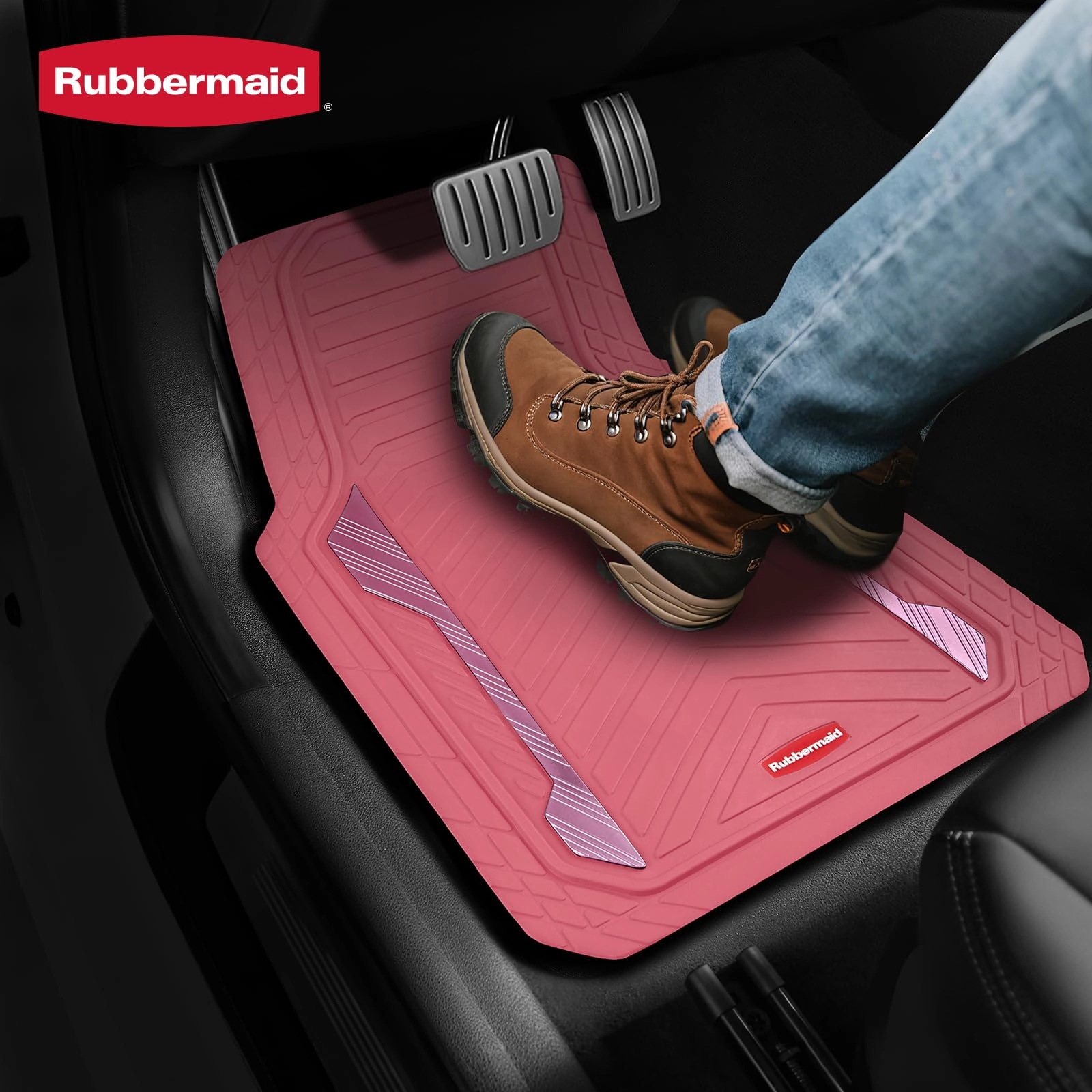 Car Floor Mat - Pink & Silver Universal Fit All-Weather