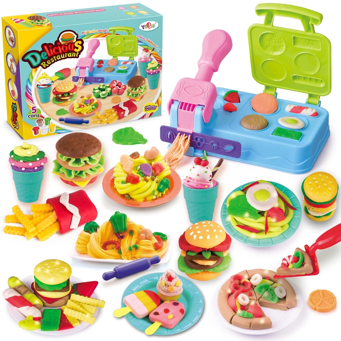 HASAYAQI Burger Barbecue Color Dough Sets - 4+ years 21 pcs