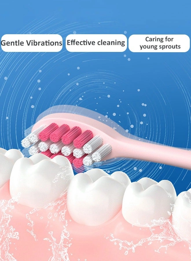 Kids Sonic Electric Toothbrush - USB-C Rechargeable 30s Reminder 4 Brush Heads