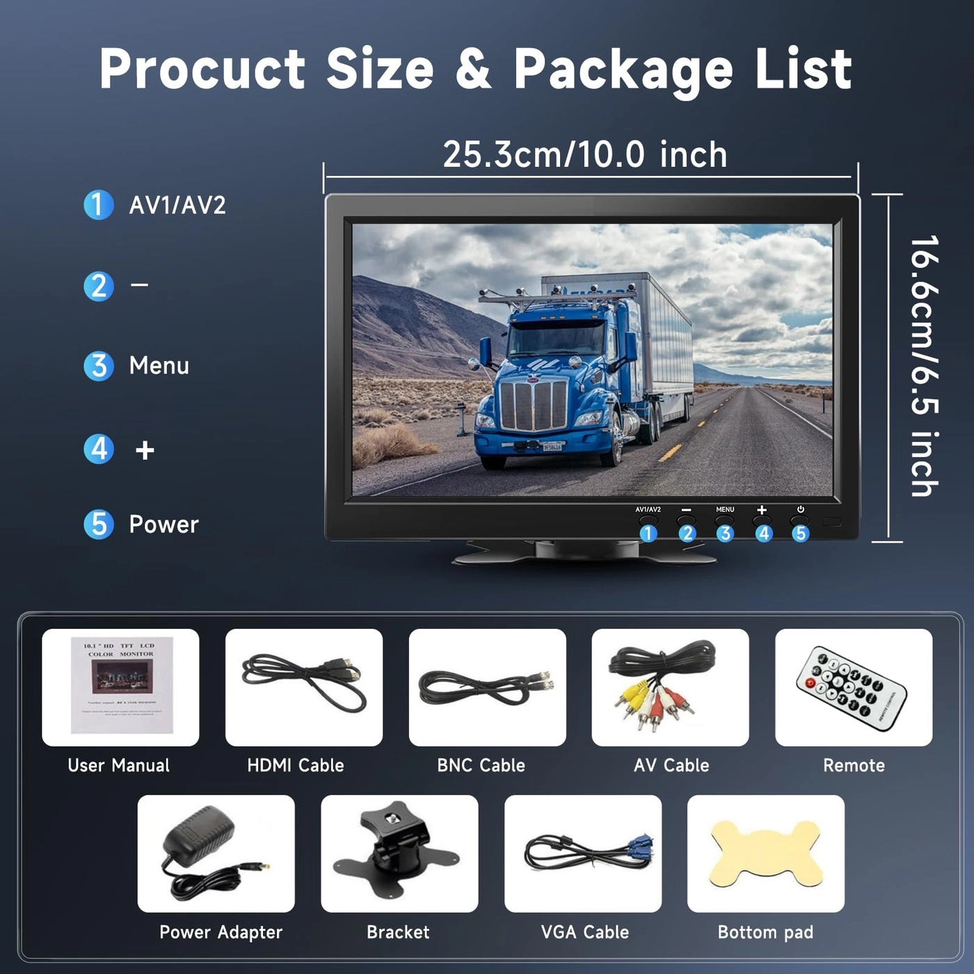 HD Monitor - 10.1 inch 1024*600 pixels