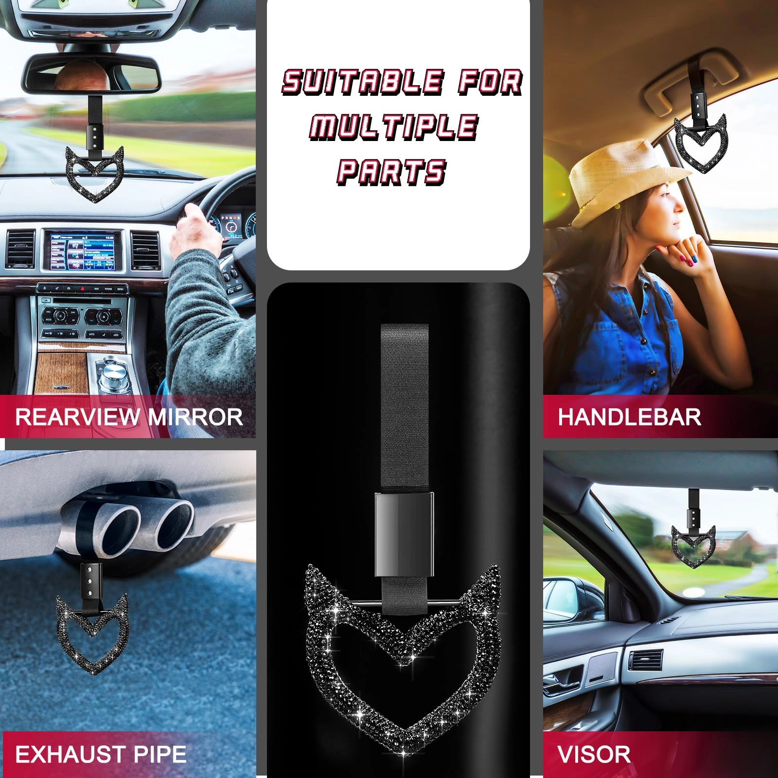 Bling Heart Handle Ring - Black Devil Style