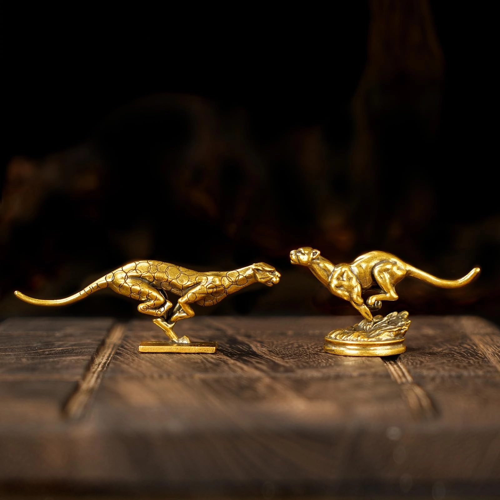Running Cheetah Statue - Brass