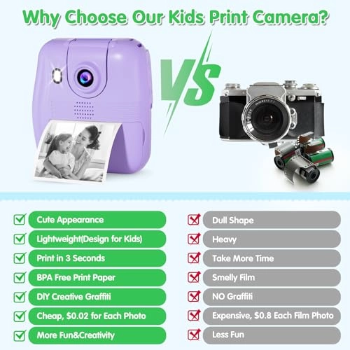 Instant Print Camera - 1080P Pink