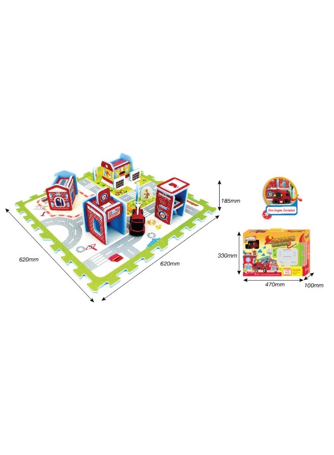 Fire Station Adventure Puzzle Mat - Fire Engine Multicolor
