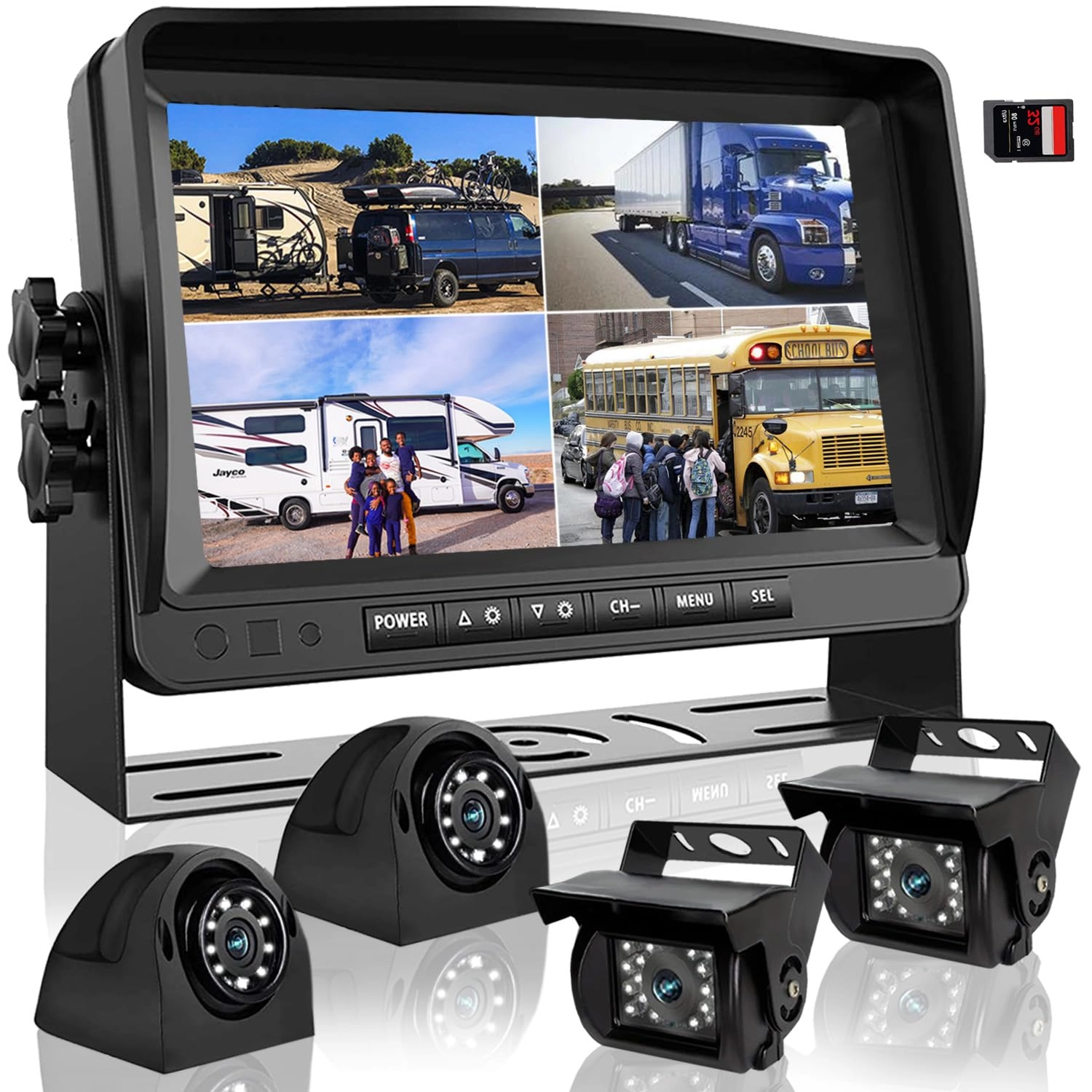 DOUXURY RV Backup Camera System - Night Vision Wired 1080P