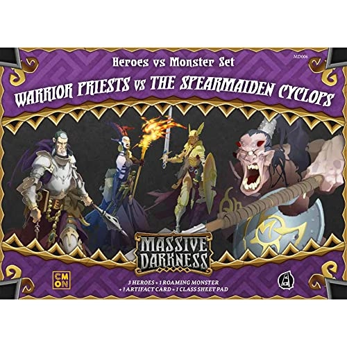 Massive Darkness: Heroes & Mosters Set: Warrior Priests vs. The Spearmaiden Cyclops
