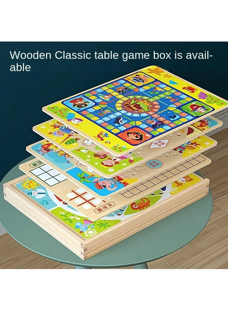 Multi Functional Wooden Children's Table Game Toy - Natural wood Eco-Friendly