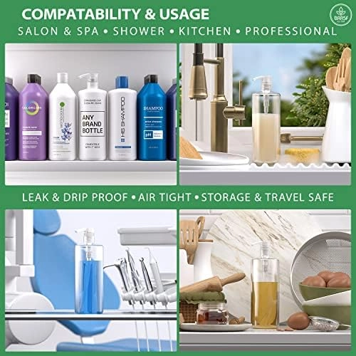 Universal Shampoo/Conditioner Dispenser Pump - 1 Liter (33.8 Oz) Natural Clear Pack of 2