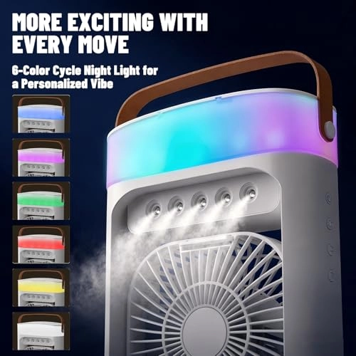 4-in-1 Portable Air Conditioner - Mist Spray Double Fan USB-C Charging