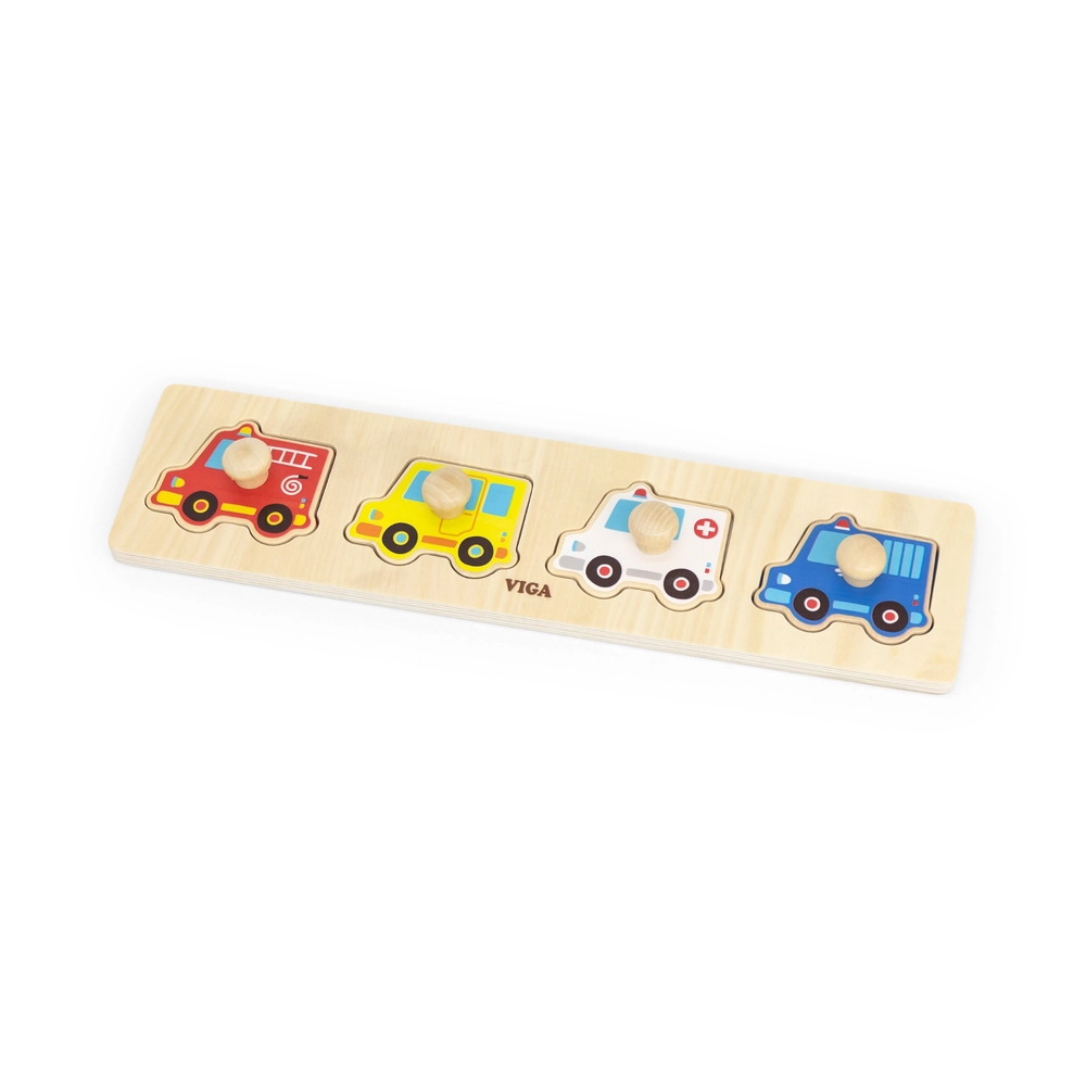 Wooden Flat Puzzle Set - Vehicles - Suitable for 12 months & above 4 Pcs