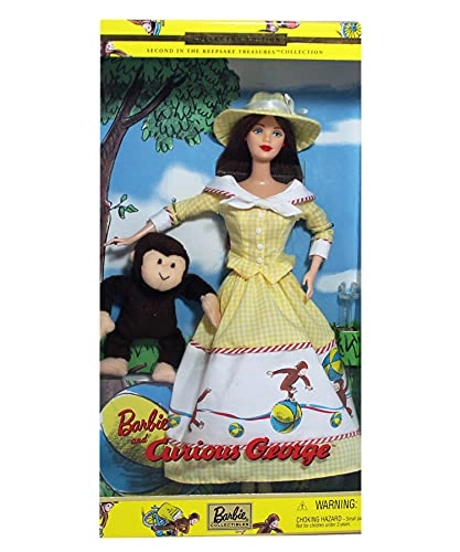 Barbie Keepsake Treasures - 11 1/2" doll Certificate of Authenticity + Curious George plush monkey - approx 3 3/4" tall