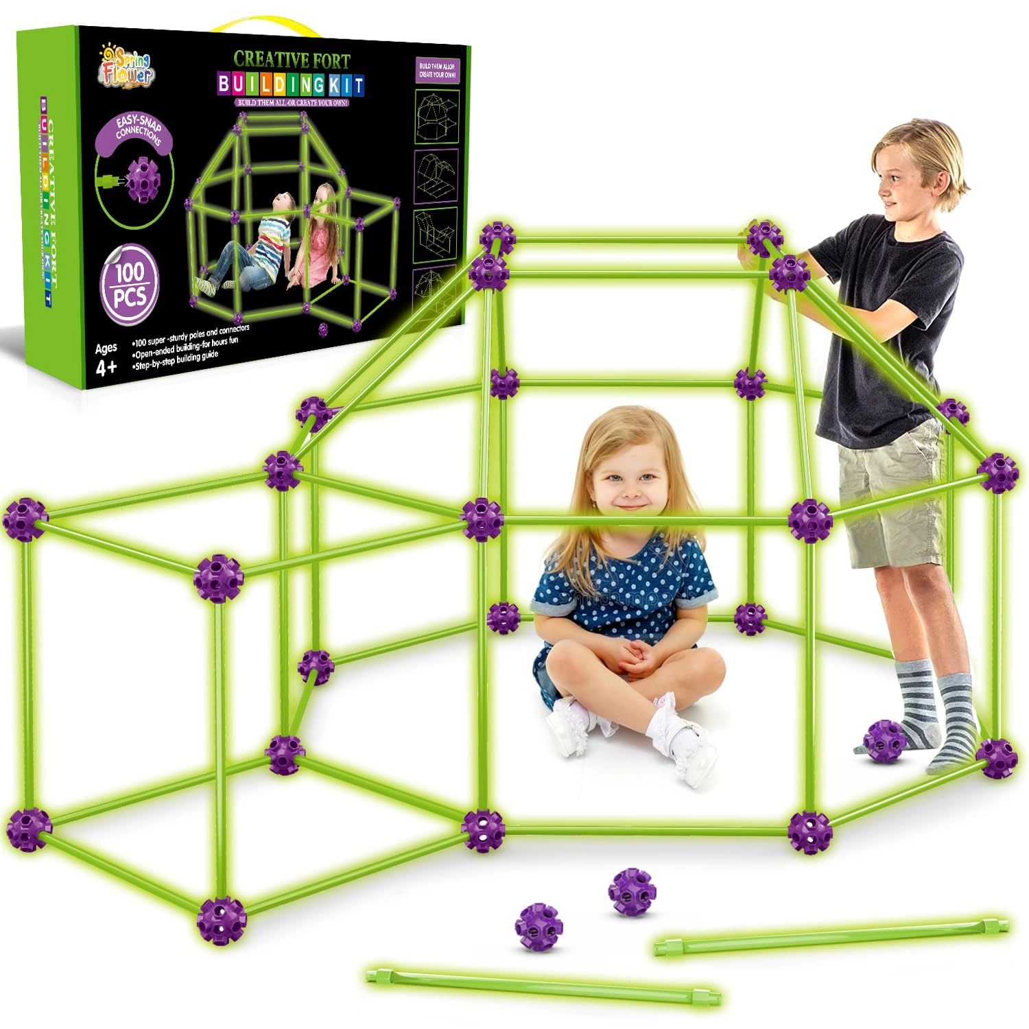 spring flower Fort Building Kit - Glow in The Dark STEM