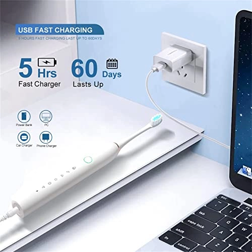 Sonic Electric Toothbrush - Rechargeable 8 Brush Heads 6 Cleaning Modes