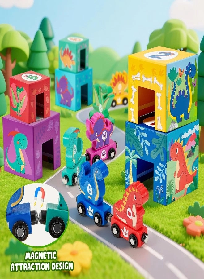 Wooden Dinosaur Sorting and Stacking Toys - 1-3