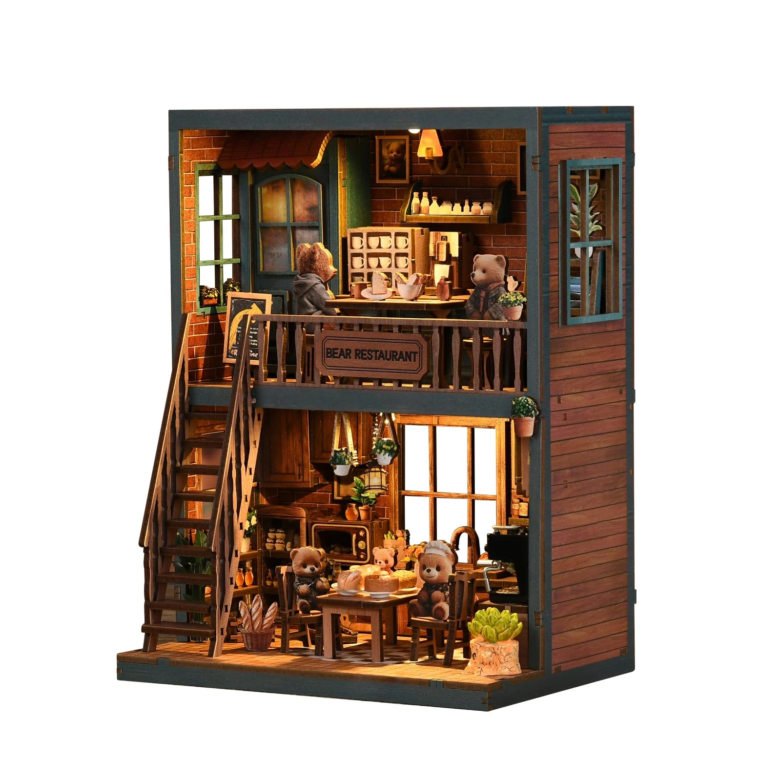 Hallisun DIY Miniature House Kit - Bear Restaurant