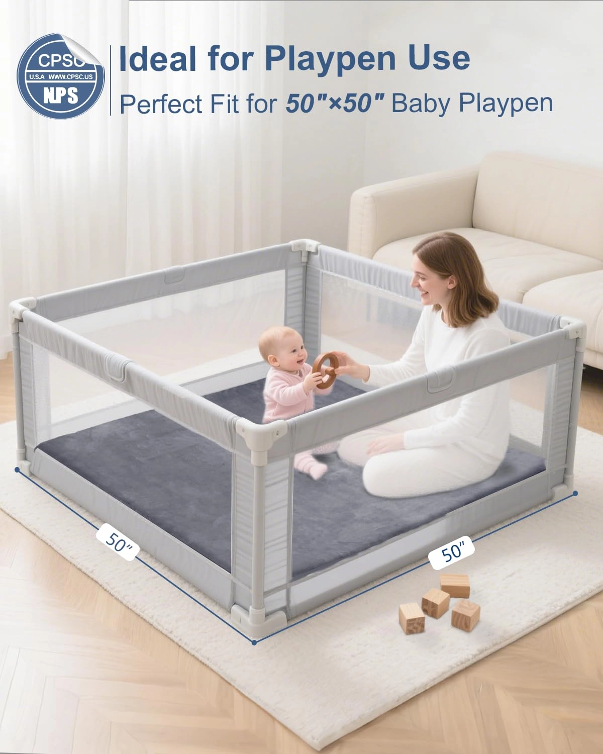 Baby Play Mat - 50x50 Green