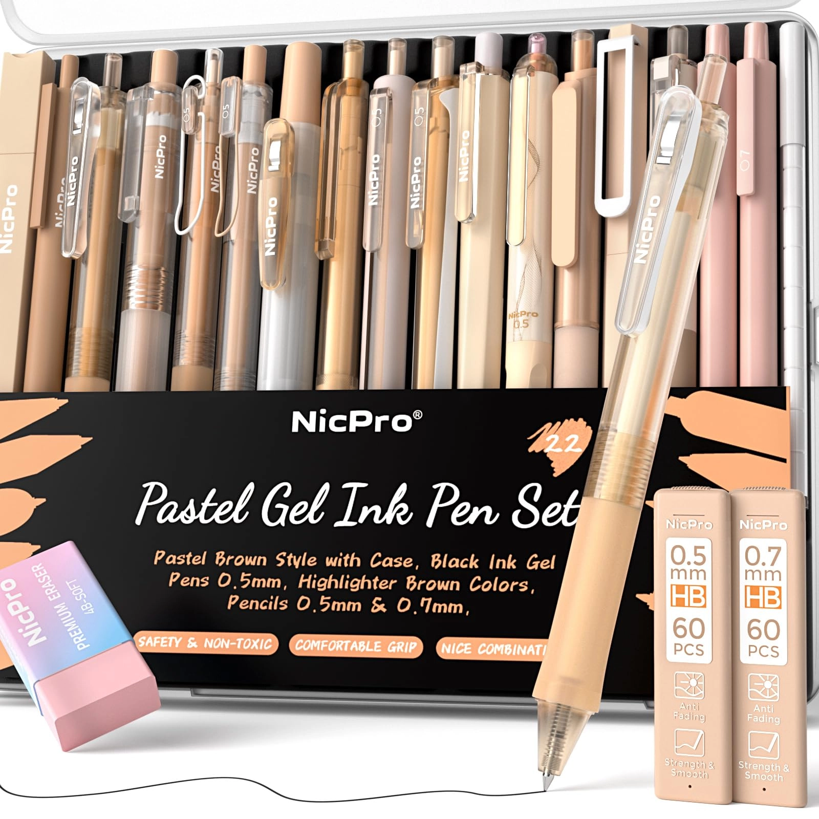 NICPRO CO.,LTD Pastel Gel Ink Pen - 22 PCS 0.5mm 0.7mm Set
