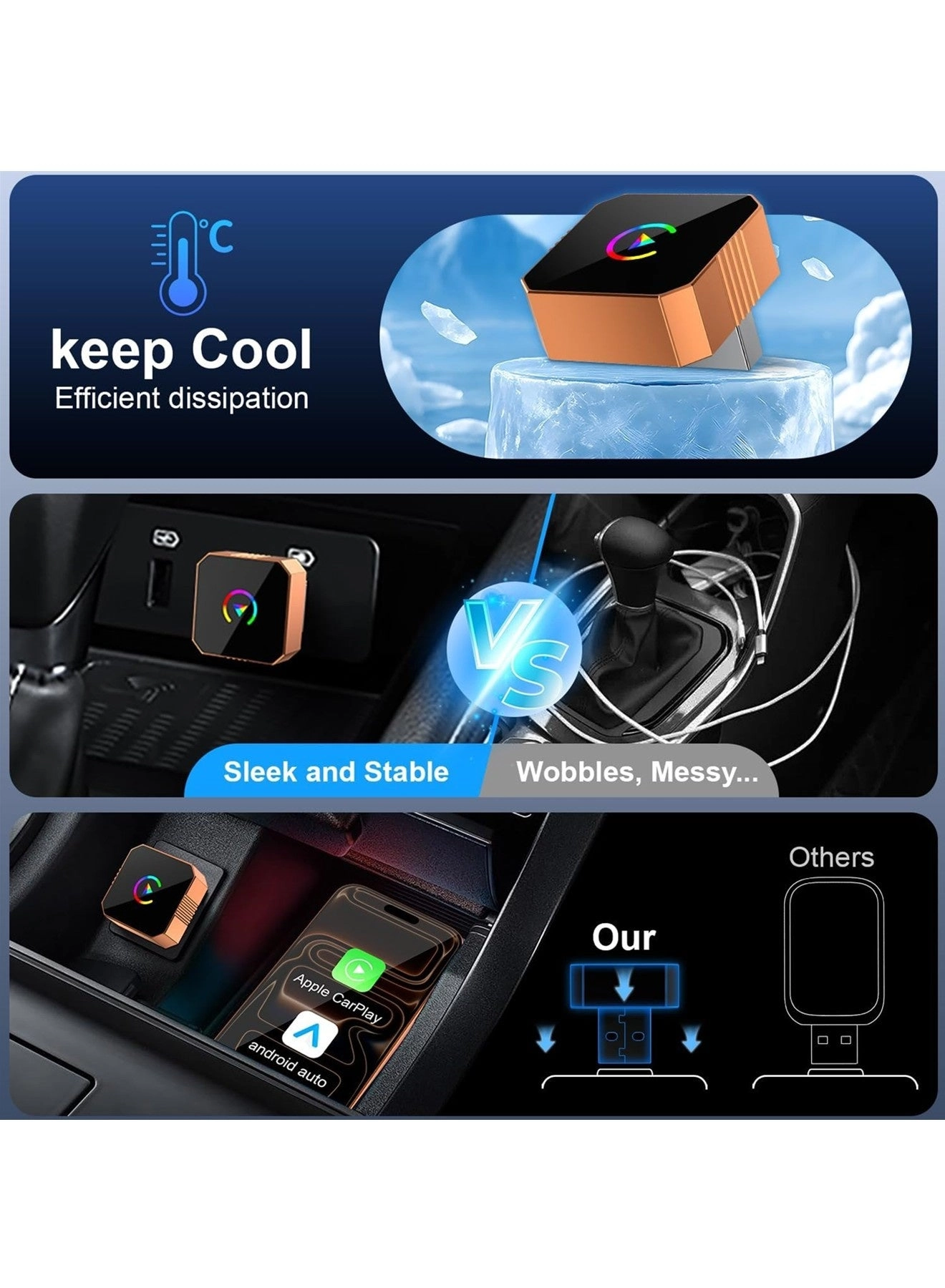 CarPlay Adapter & Android Auto Dongle - Wireless Mini USB-A/USB-C