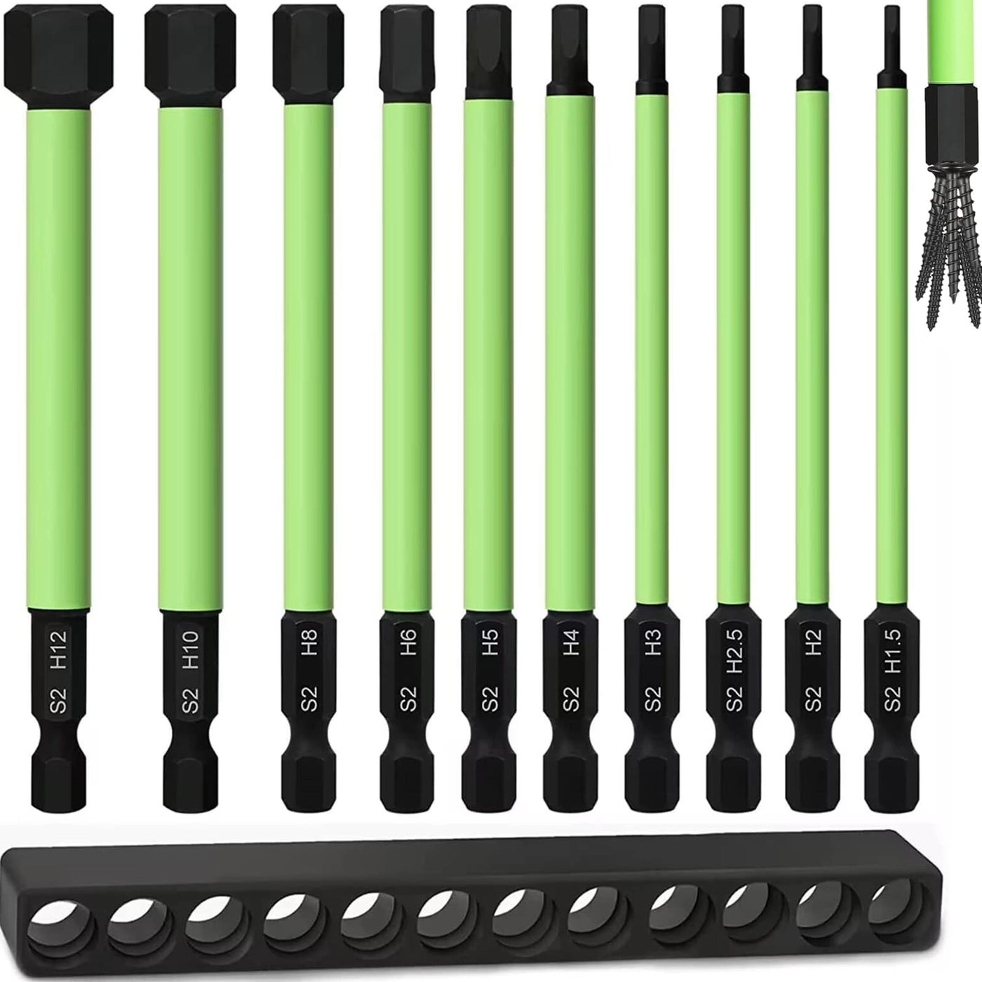 TLEEP Hex Head Allen Wrench Drill Bit Set - 10Pcs 15MM to 12MM