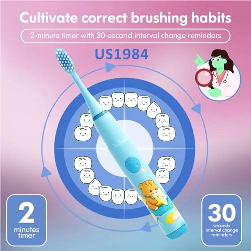 Sonic Electric Toothbrush - 4 Modes 3 Brush Heads Rechargeable