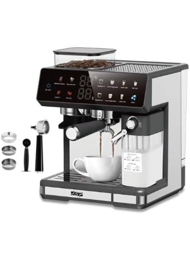 DSP KA3146 - 20 Bar Built-in Grinder Milk Frother
