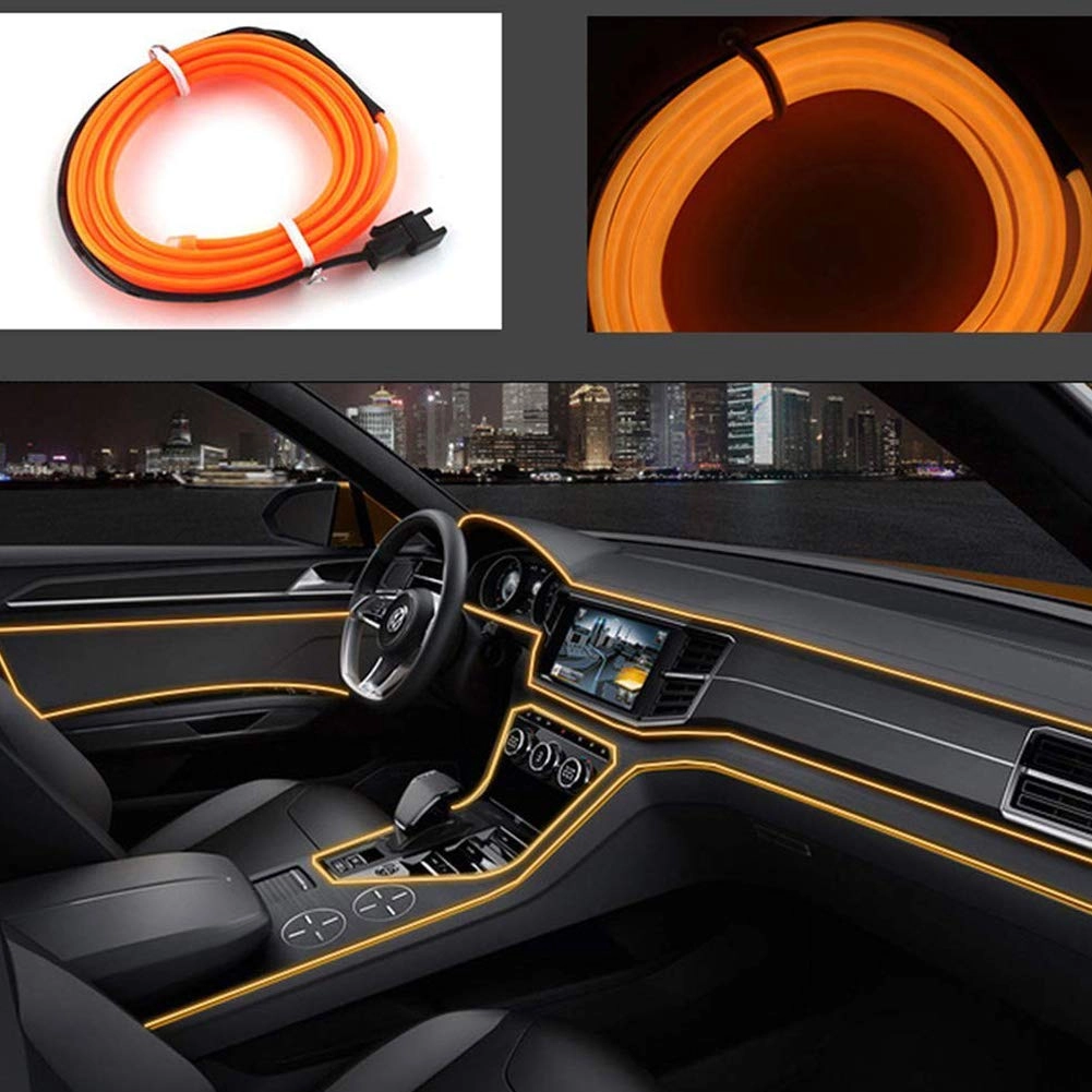 abaldi El Wire Interior Neon Car Light - Ambient Lighting Kits Orange