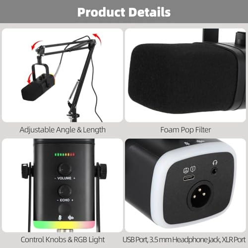 Dynamic Streaming USB Microphone USB+Wireless Microphone