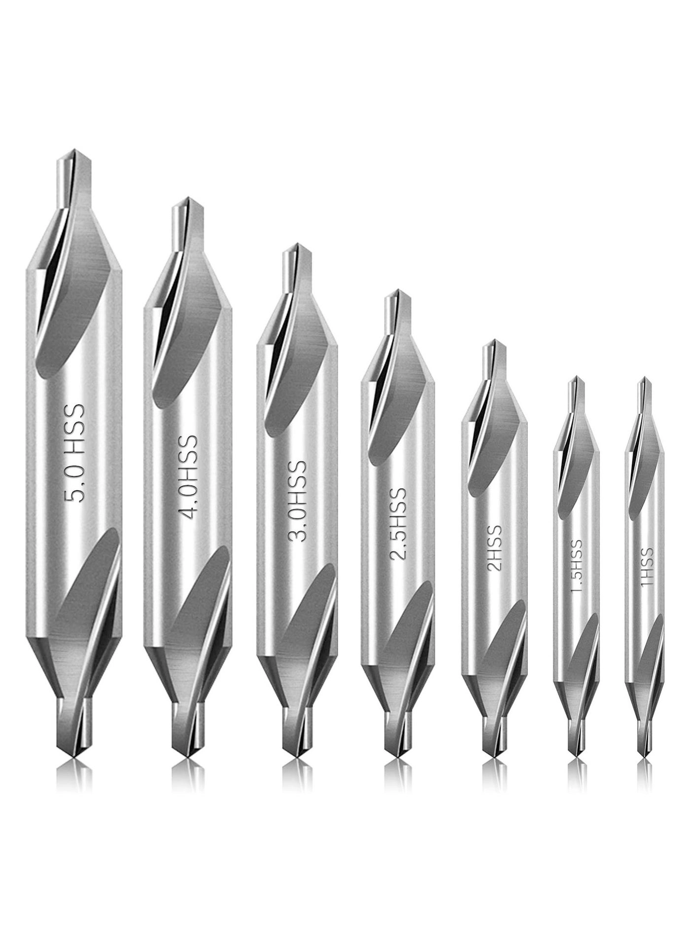 Center Drill Bit Set - HSS 7 Pieces 1.0 1.5 2.0 2.5 3.0 4.0 5.0mm