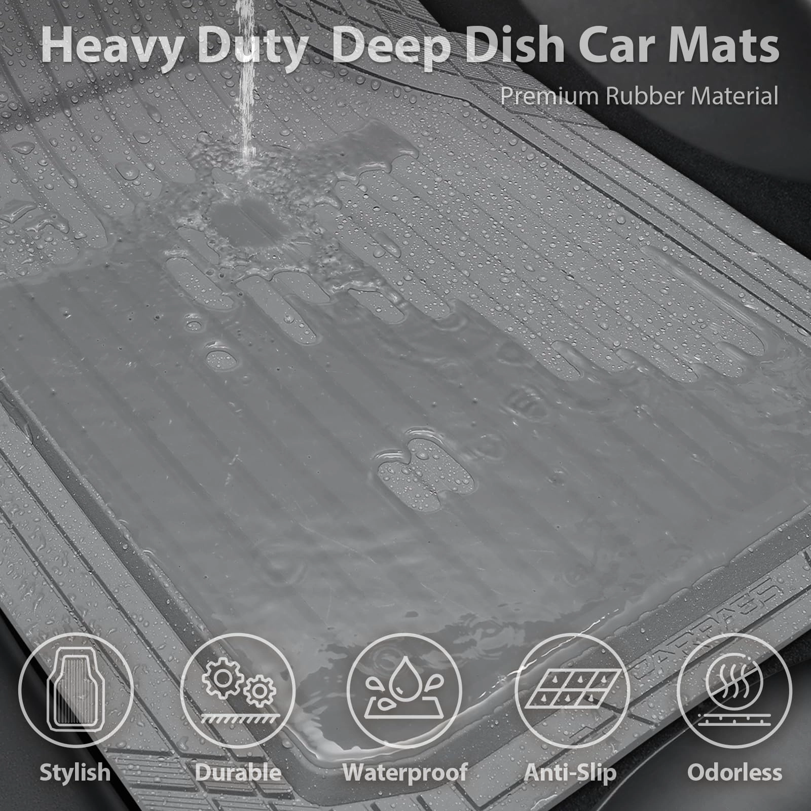 Heavy Duty Rubber Floor Mats - Universal Fit 3pcs Black Purple