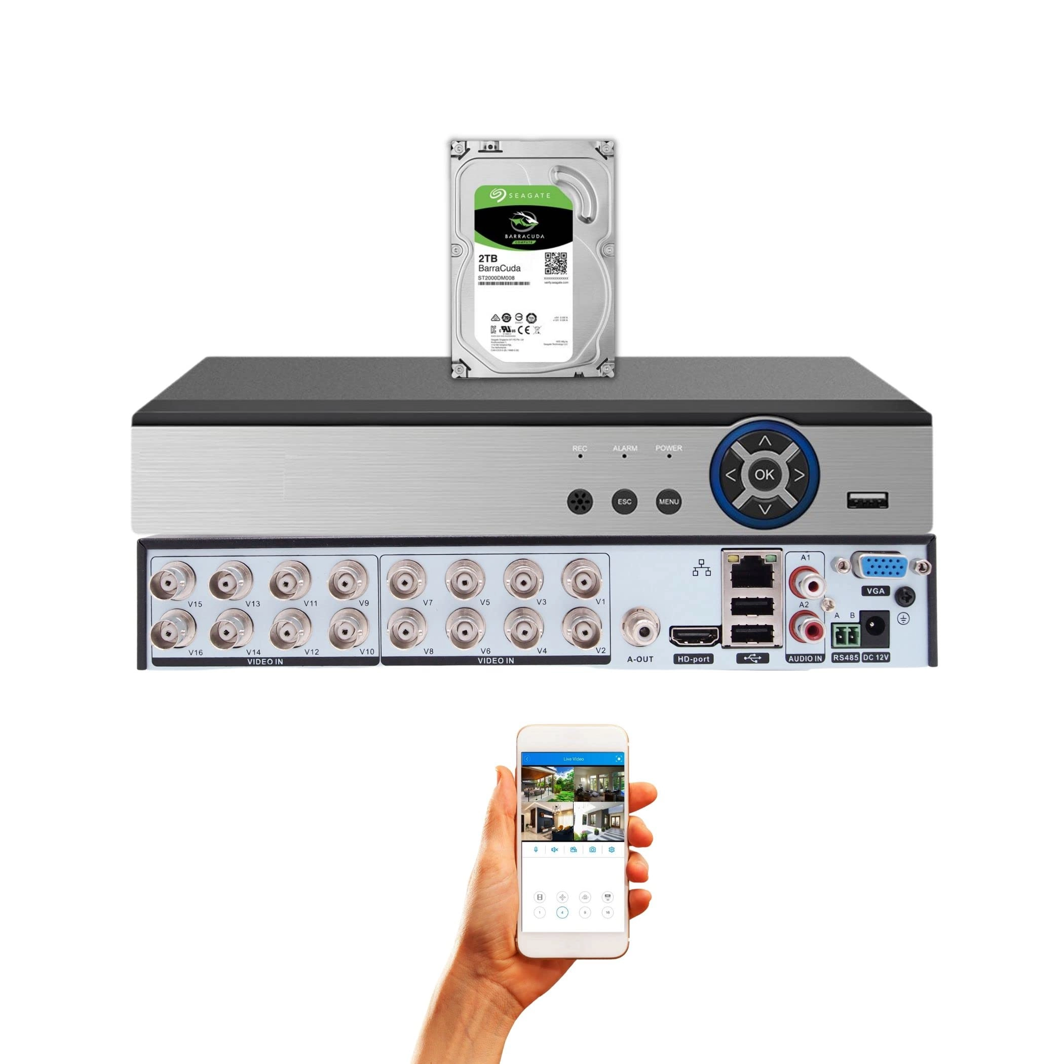 Evertech H.265 Security DVR - 2TB 16CH