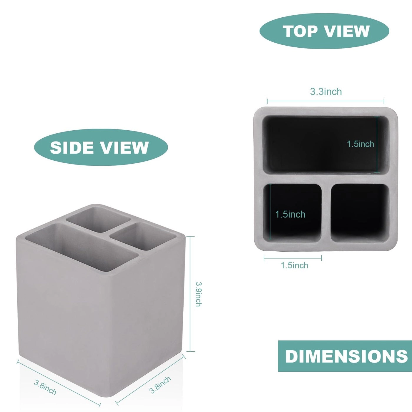 Diatomite Toothbrush Holder - Bathroom Countertop Shower Vanity 3 Slots